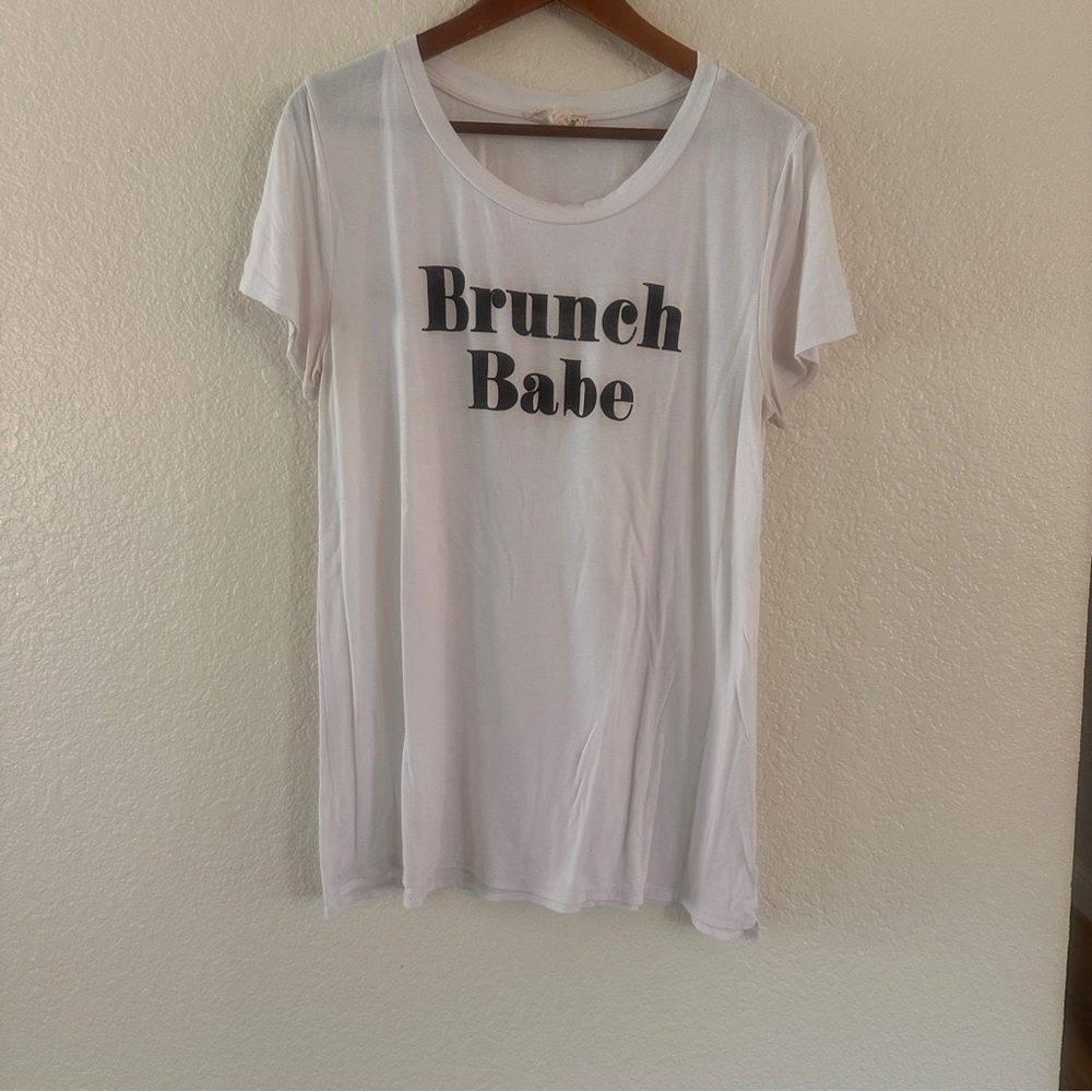 Coverstitched Brunch Babe Graphic Tee M White Short Sleeve Soft Fun Casual Shirt